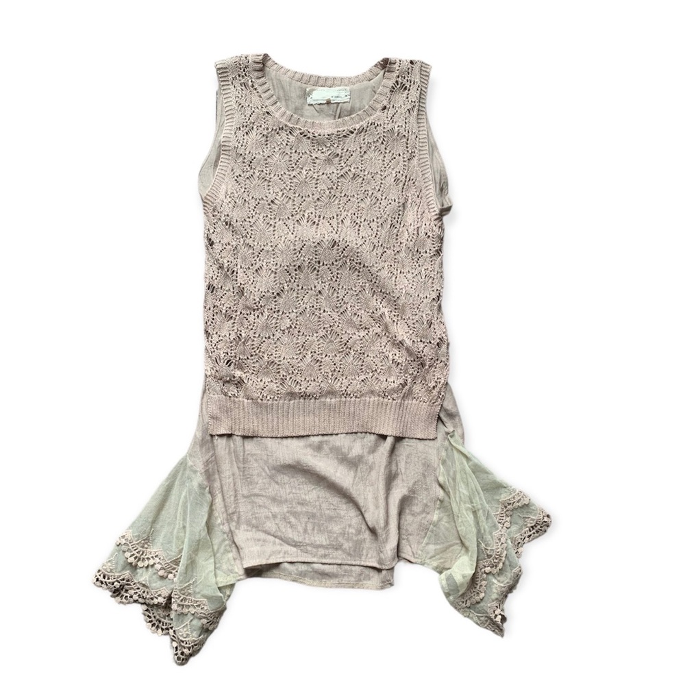 A’reve Beige Knit Boho Top S/M